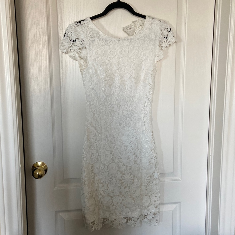 Lulus White Lace Open Back Dress XS